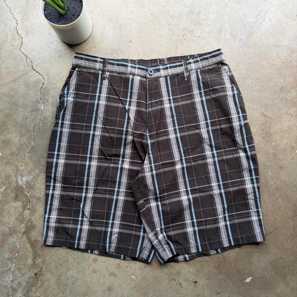 Vintage Y2K brown plaid baggy grunge shorts size 34